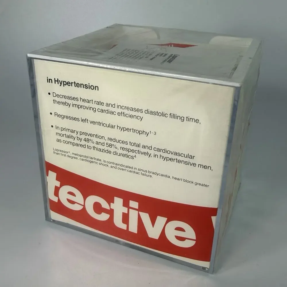 Vintage Pharm Rep Drug Lopressor Paper Note Cube Holder Metoprolol NEW 1988